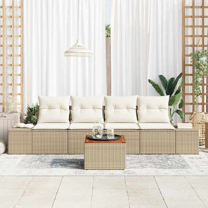 Trädgårdsoffset 5 pcs Beige och gräddfärgad konstrotting