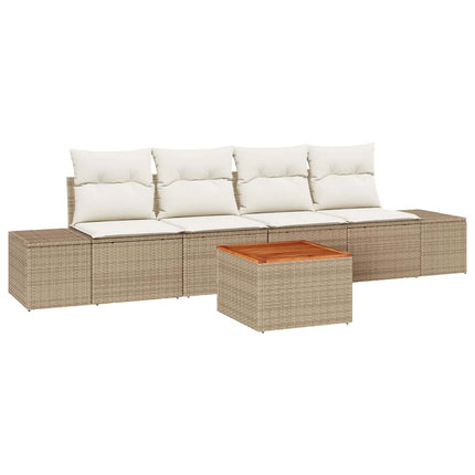 Trädgårdsoffset 5 pcs Beige och gräddfärgad konstrotting