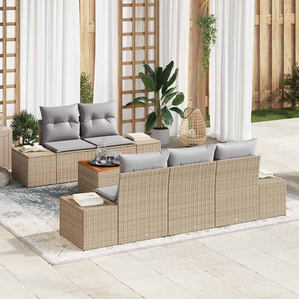 Trädgårdsoffset 6 pcs Beige och Ljusgrå konstrotting