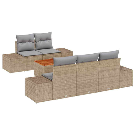 Trädgårdsoffset 6 pcs Beige och Ljusgrå konstrotting