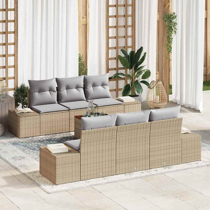 Trädgårdsoffset 7 pcs Beige och Ljusgrå konstrotting