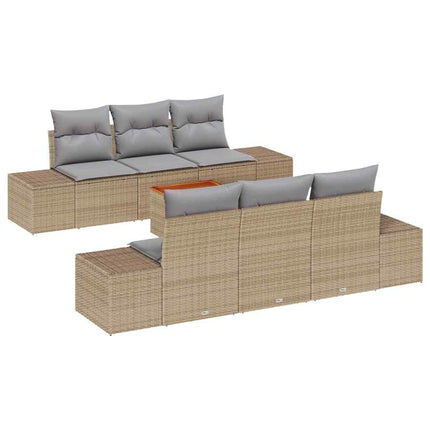 Trädgårdsoffset 7 pcs Beige och Ljusgrå konstrotting