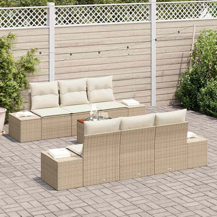 Trädgårdsoffset 7 pcs Beige och gräddfärgad konstrotting