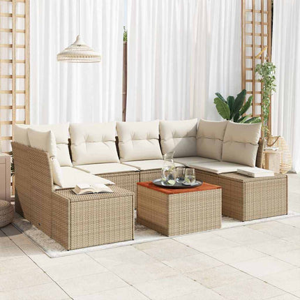 Trädgårdsoffset 7 pcs Beige och gräddfärgad konstrotting