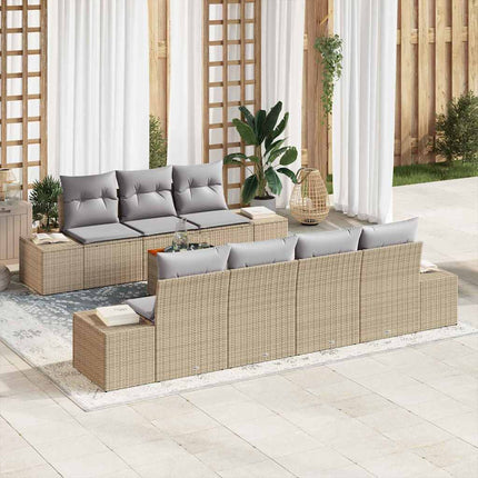 Trädgårdsoffset 8 pcs Beige och Ljusgrå konstrotting