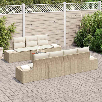 Trädgårdsoffset 8 pcs Beige och gräddfärgad konstrotting