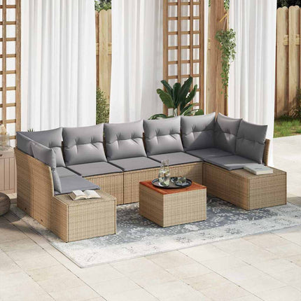 Trädgårdsoffset 8 pcs Beige och Ljusgrå konstrotting