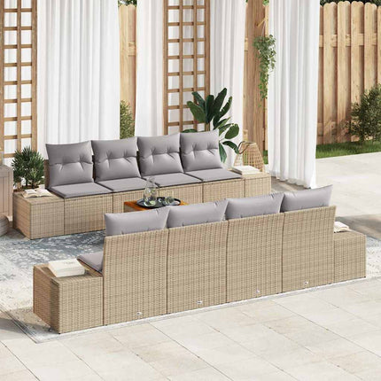 Trädgårdsoffset 9 pcs Beige och Ljusgrå konstrotting