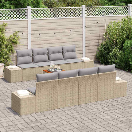 Trädgårdsoffset 9 pcs Beige och Ljusgrå konstrotting