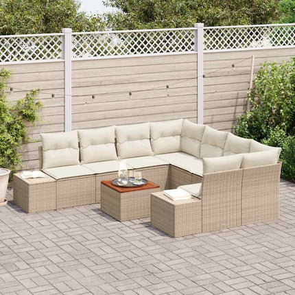 Trädgårdsoffset 9 pcs Beige och gräddfärgad konstrotting