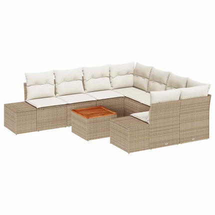 Trädgårdsoffset 9 pcs Beige och gräddfärgad konstrotting
