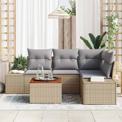 Trädgårdsoffset 5 pcs Beige och Ljusgrå konstrotting