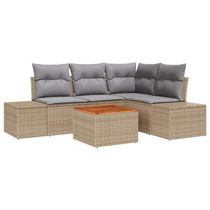Trädgårdsoffset 5 pcs Beige och Ljusgrå konstrotting