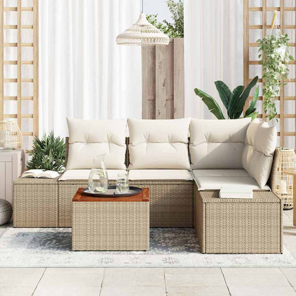 Trädgårdsoffset 5 pcs Beige och gräddfärgad konstrotting