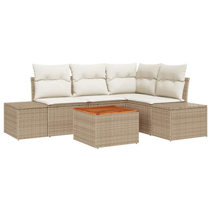 Trädgårdsoffset 5 pcs Beige och gräddfärgad konstrotting