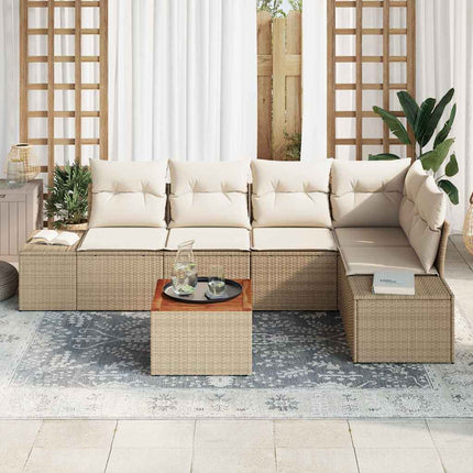 Trädgårdsoffset 6 pcs Beige och gräddfärgad konstrotting
