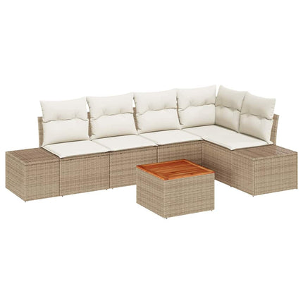 Trädgårdsoffset 6 pcs Beige och gräddfärgad konstrotting