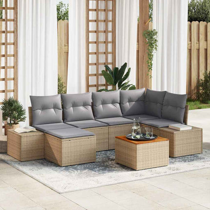 Trädgårdsoffset 7 pcs beige och ljusgrå