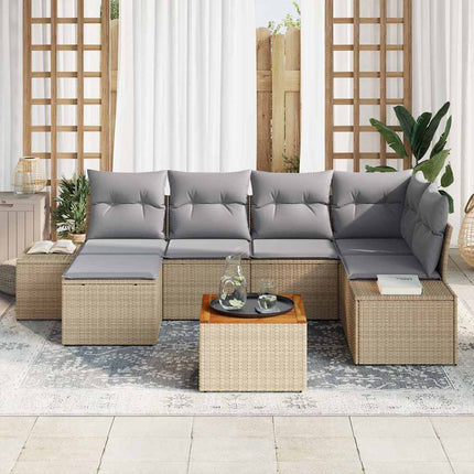 Trädgårdsoffset 7 st beige och ljusgrå