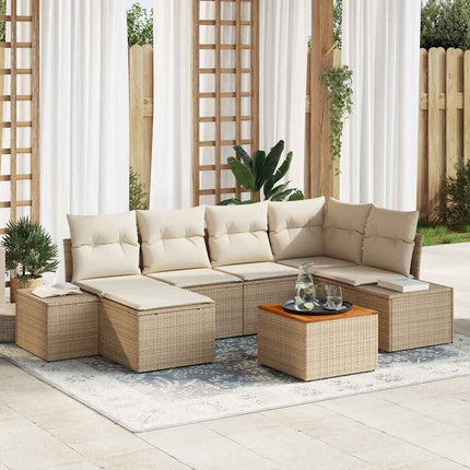 Trädgårdsoffset 7 pcs Beige och vit