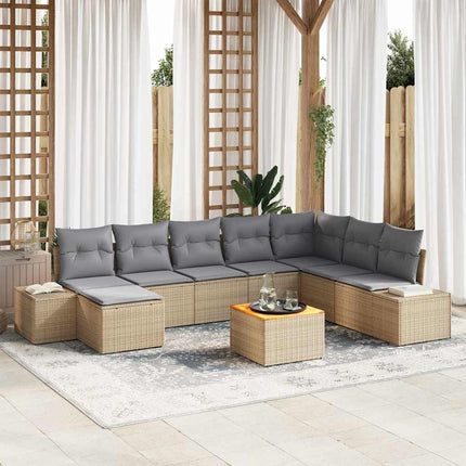 Trädgårdsoffset 9 pcs beige och ljusgrå