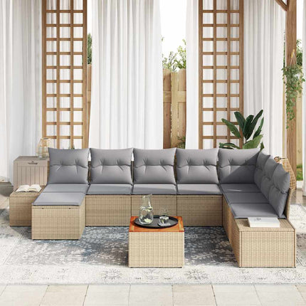 Trädgårdsoffset 9 pcs beige och ljusgrå