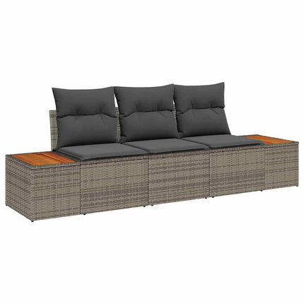Trädgårdsoffset 3 st 3-Antal sittplatser Grå Poly rattan
