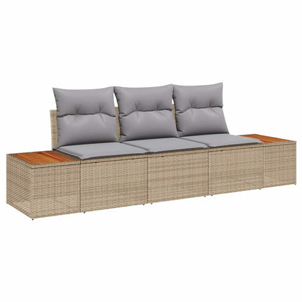 Trädgårdsoffset med lagring 3 pcs beige och ljusgrå Poly rattan