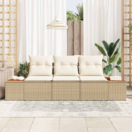 Trädgårdsoffset 3 pcs beige och gräddvit Poly rattan