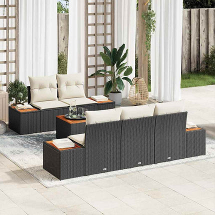 Trädgårdsoffset med lagring 6 pcs Svart Poly rattan