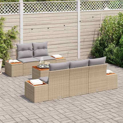 Trädgårdsoffset 6 st Beige Poly rattan