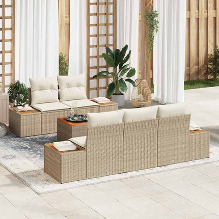 Trädgårdsoffset med lagring 6 pcs Beige Poly rattan