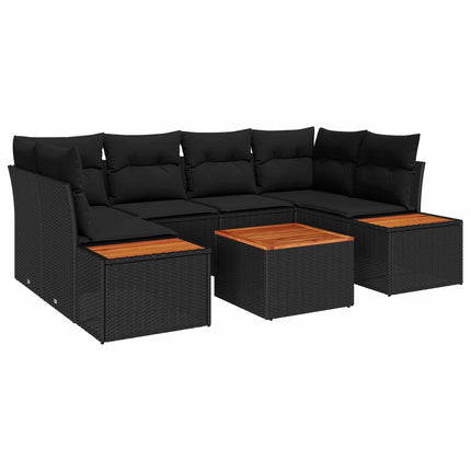 Trädgårdsoffset 7 st Svart Poly rattan