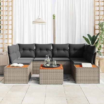 Trädgårdsoffset med lagring 7 pcs Grå Poly rattan