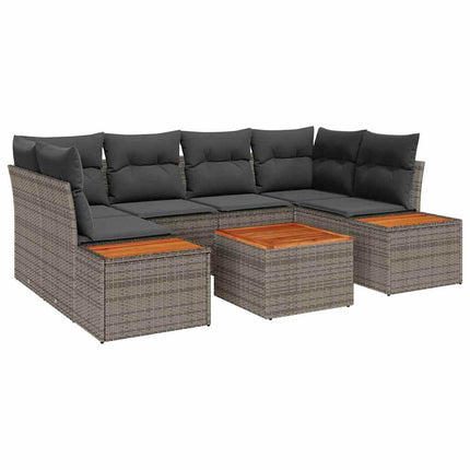 Trädgårdsoffset med lagring 7 pcs Grå Poly rattan