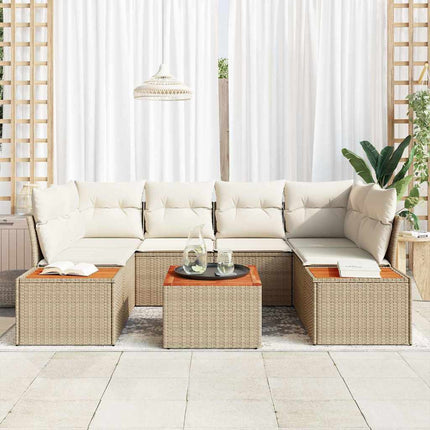 Trädgårdsoffset med lagring 7 pcs Beige Poly rattan