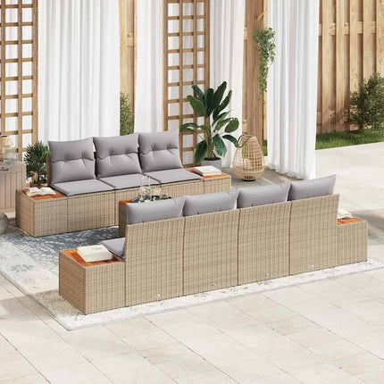 Trädgårdsoffset med lagring 8 pcs Beige Poly rattan