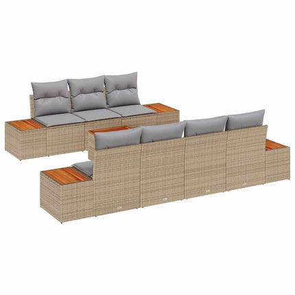 Trädgårdsoffset med lagring 8 pcs Beige Poly rattan