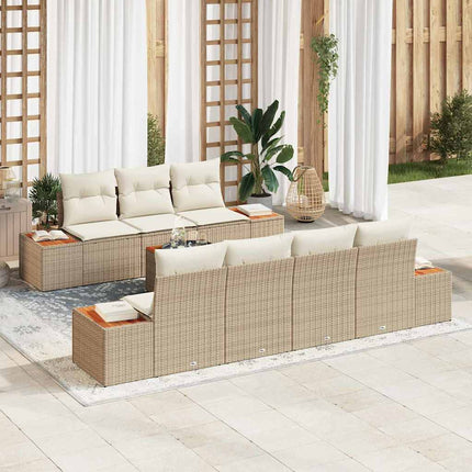 Trädgårdsoffset med lagring 8 pcs Beige Poly rattan