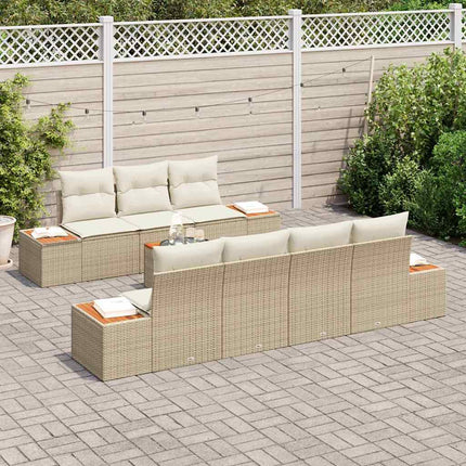 Trädgårdsoffset med lagring 8 pcs Beige Poly rattan