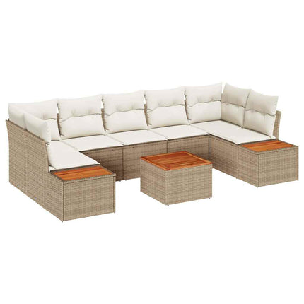 Trädgårdsoffset med kudde med lagring 8 pcs Beige Poly rattan
