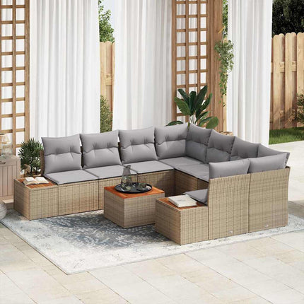 Trädgårdsoffset 9 st Beige Poly rattan
