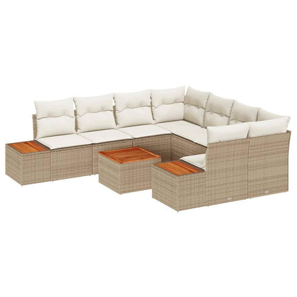 Trädgårdsoffset med lagring 9 pcs Beige Poly rattan