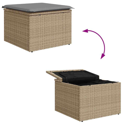 Trädgårdsoffset med kudde 4 pcs Beige och Ljusgrå Poly Rattan