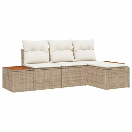 Trädgårdsoffset 4 pcs Beige och gräddfärgad Poly Rattan
