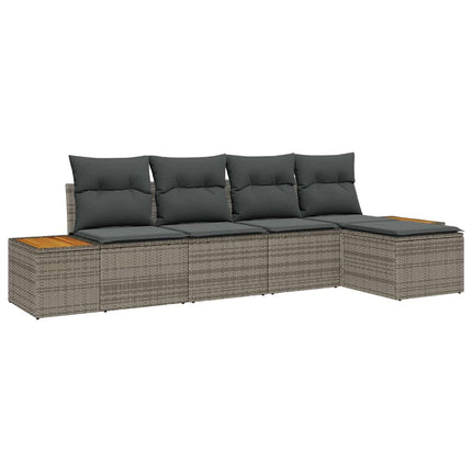Trädgårdsoffset med kudde med lagring 6 pcs Grå Polyrattan