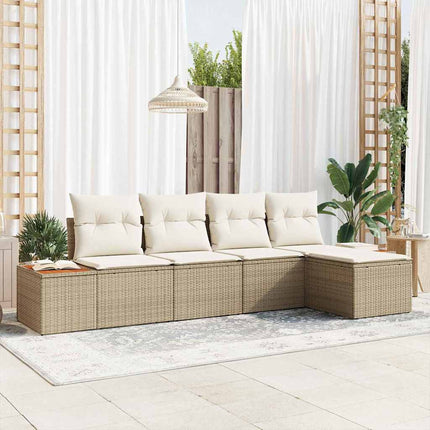 Trädgårdsoffset 6 pcs Beige och gräddfärgad Polyrattan