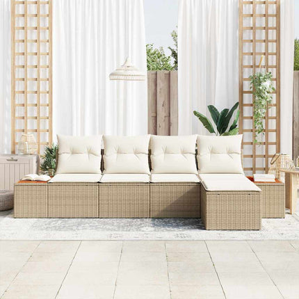 Trädgårdsoffset 6 pcs Beige och gräddfärgad Polyrattan