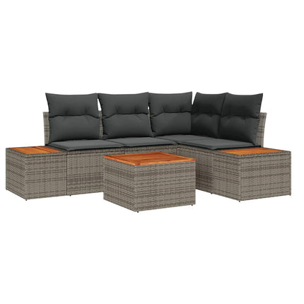 Trädgårdsoffset med kudde med lagring 4 pcs Grå Polyrattan