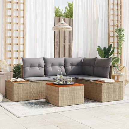 Trädgårdsoffset med kudde 4 pcs Beige och Ljusgrå Polyrattan